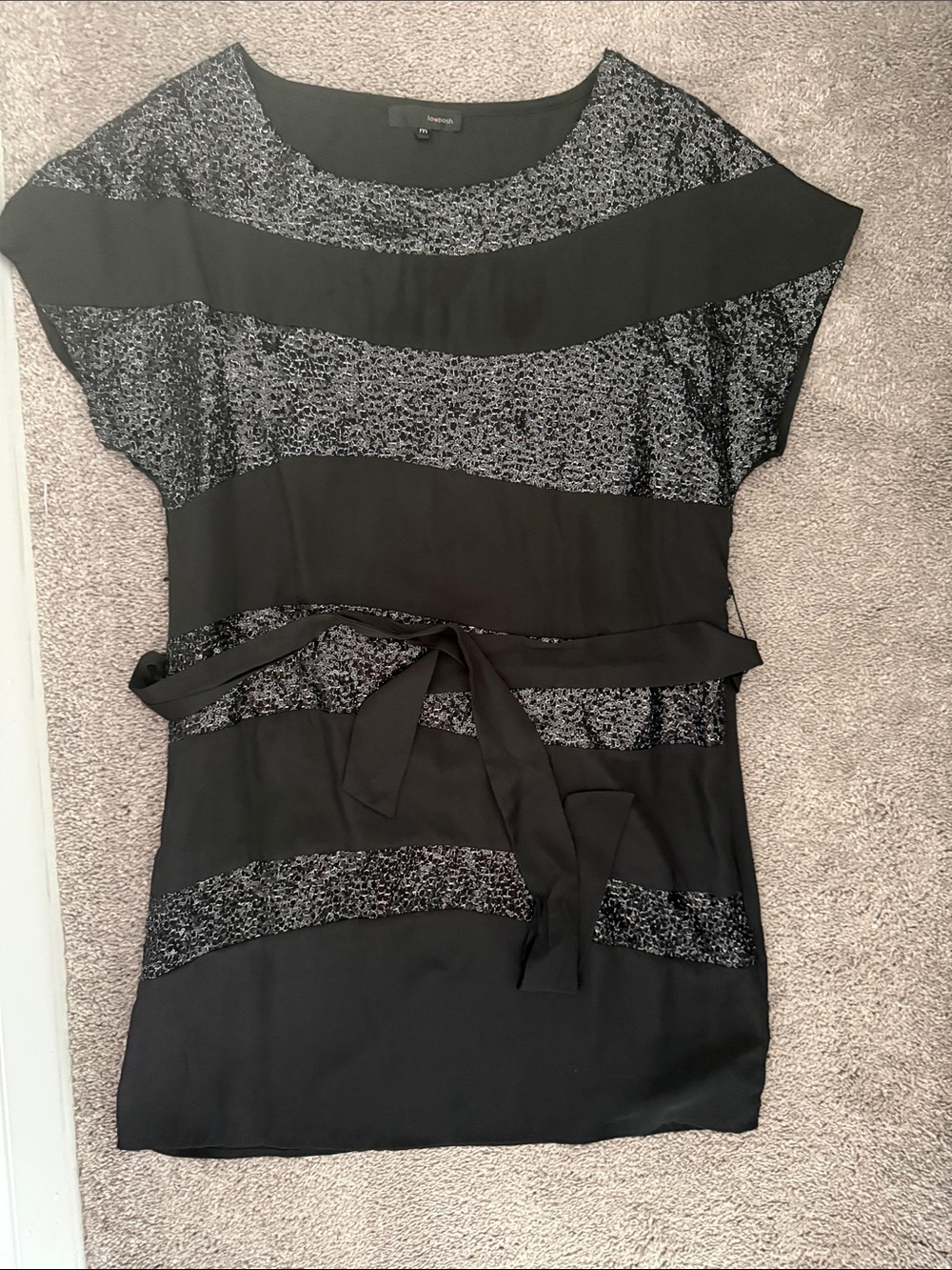 Posh Black Striped Belted Tunic